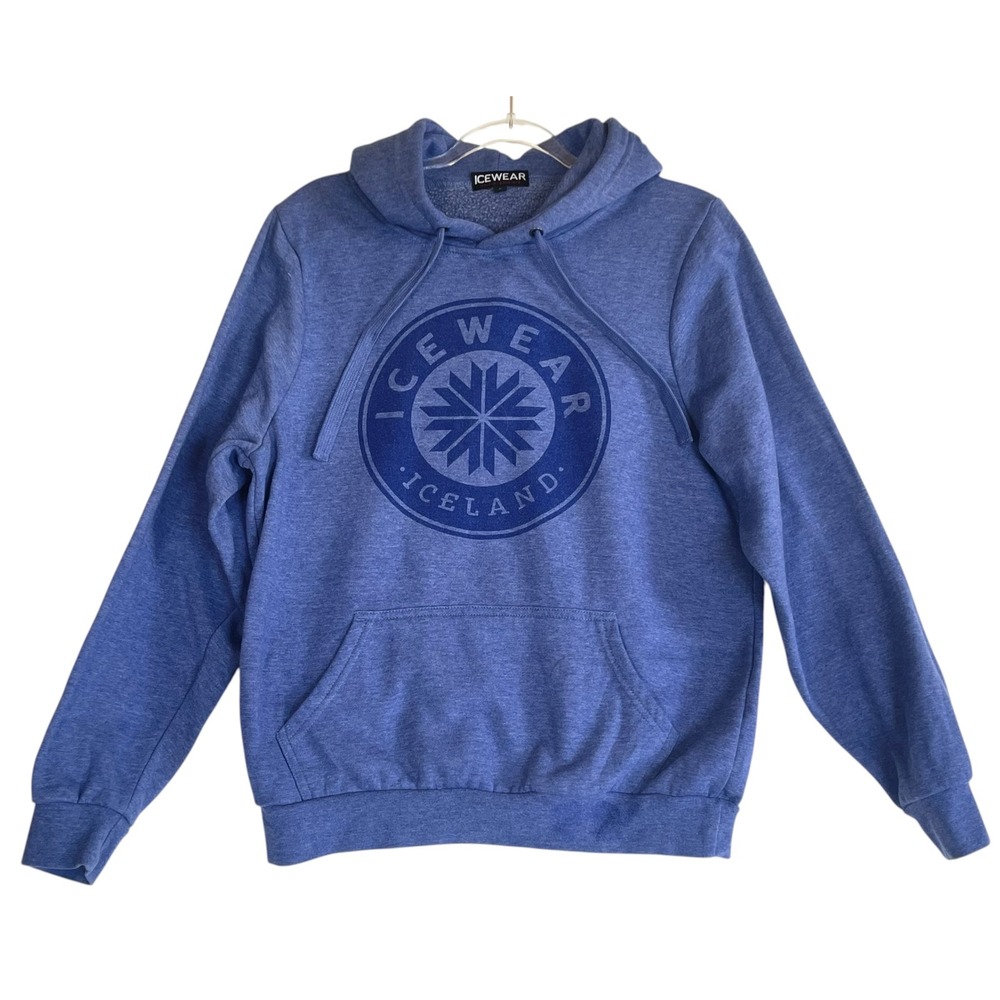 Icewear Iceland Graphic Logo Hoodie Blue Unisex Small Fleece Pullover Sweatshirt